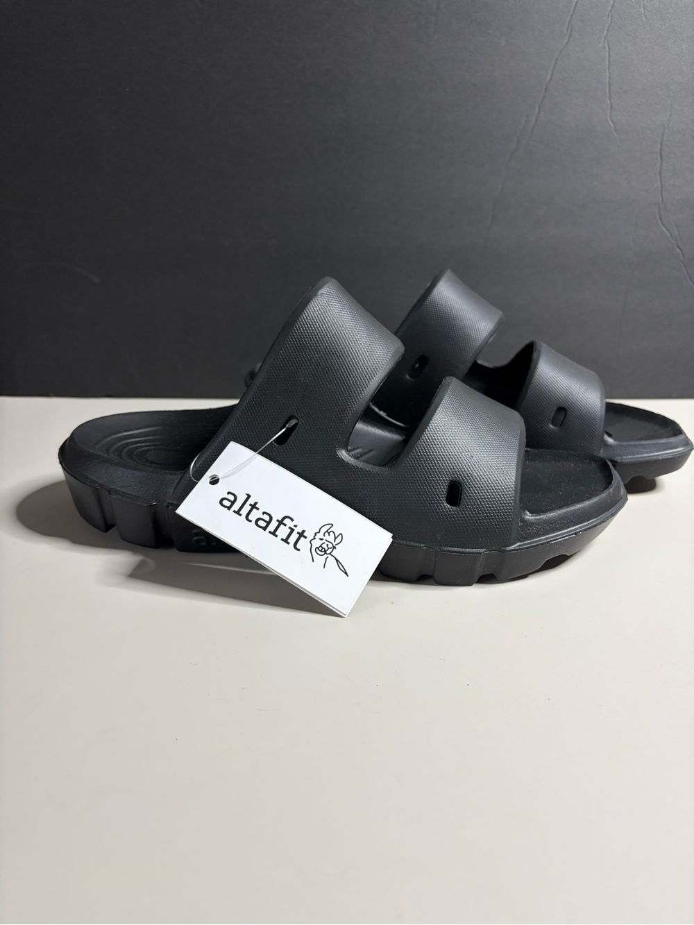 AltaFit Black Dual-Strap Slide Sandals